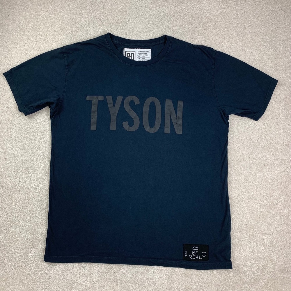Roots of Fight Tyson Shirt Mens XXL Black Graphic Tee Be Real Patch Made in USA